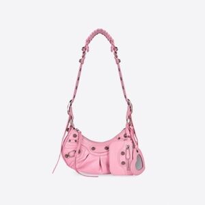 Pink Balenciaga Le Cagole Leather Lambskin Shoulder Bag Purse XS